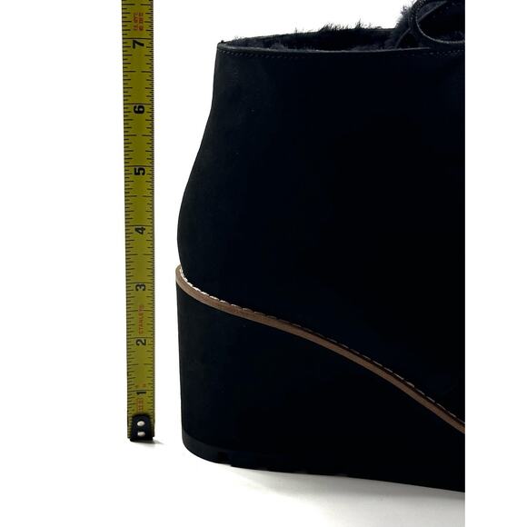 Eileen Fisher Alpine Black Nubuck Wedge Bootie Womens 8 Real Shearling New $275 - Picture 8 of 11